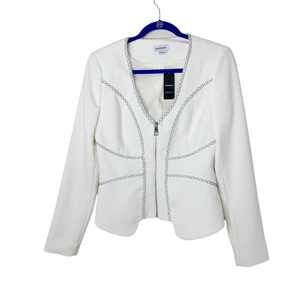 Bebe black & white contrast stitch blazer size 8